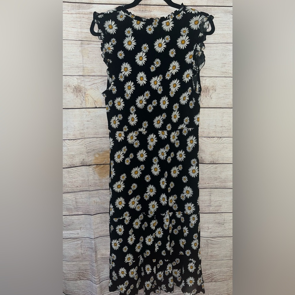 🤎3/$10 Signature by Sangria Black Dress with Daisy Pattern Size XL - Picture 6 of 7